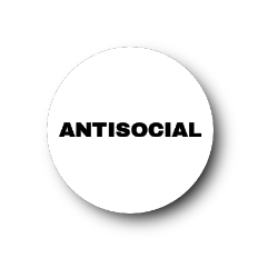 Antisocial, white, Button